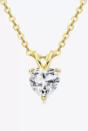 1 Carat Moissanite Heart-Shaped Pendant Necklace