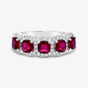 5 Cushion Shapes Ruby & Diamond Medium Ring