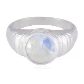 Attractive Gem Rainbow Moonstone 925 Silver Ring Grandfather Gift