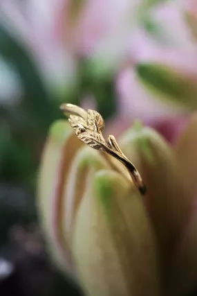 Dainty twig wedding band, solid gold ring