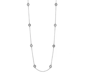 Diamond Station Necklace in White Gold