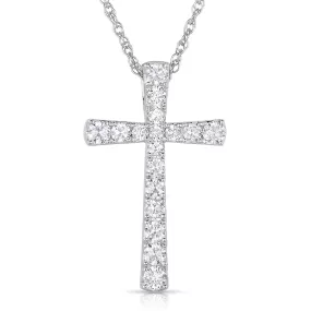 Flared Diamond Cross Pendant Necklace