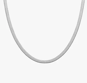 Herringbone Snake Chain Necklace in Silver