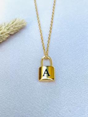 Initial letter necklace,gold chain lock#-02550SSN-25