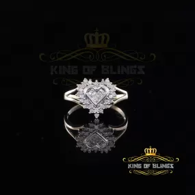 King of Bling's  Real 10 kt Yellow Gold with 0.33CT Genuine Diamond HEART Womens Ring Size 6.5