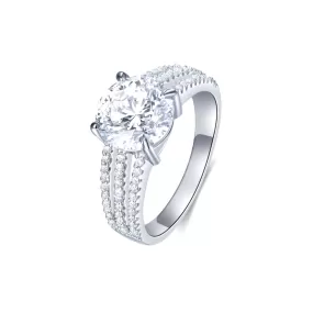 luxury Round Cut Cubic Zirconia Diamond Eternity Engagement Ring