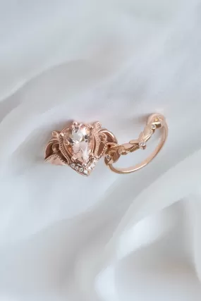 Morganite engagement ring in rose gold, statement ring with peach morganite / Lida