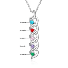 Personalized 5 Stones Twisted Pendant