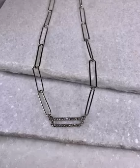 Silver Single Pave Link Necklace