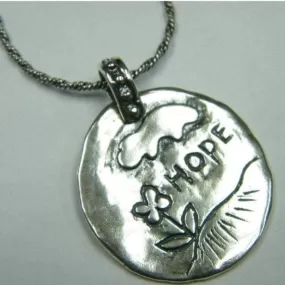 Sterling Silver necklace engraved hope flower drawing jewelry