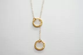 Wholesale Circle Lariat Necklace- Gold Lariat Necklace, Two circles Necklace, Round Lariat Necklace Chain, Dainty Jewelry by HeirloomEnvy